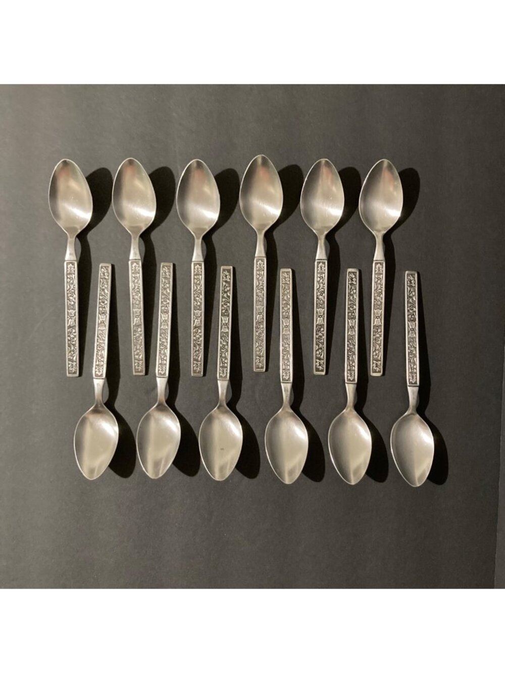 Set of 12 Vintage La Costa Pattern MCM Spoons Flatware By Stanley Roberts